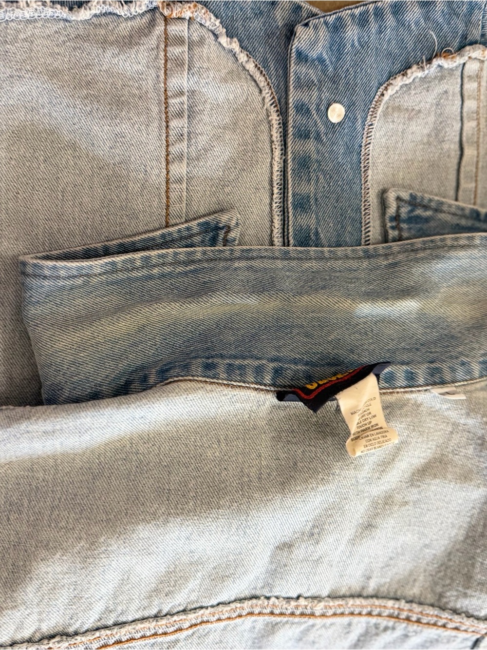 Vintage Faded Glory L Denim Vest Cotton Fall Family Photos Game Day Fit Tailgate - Picture 6 of 8